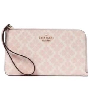 Kate Spade Lucy Pink Flower L Zip Wristlet NWOT MSRP $165